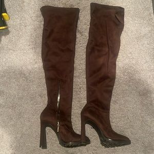 Brown size 8.5 JLO thigh high boots